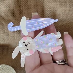 🔥LAST SET🔥 RAINY DAY BUNNY UMBRELLA HAIR CLIPS